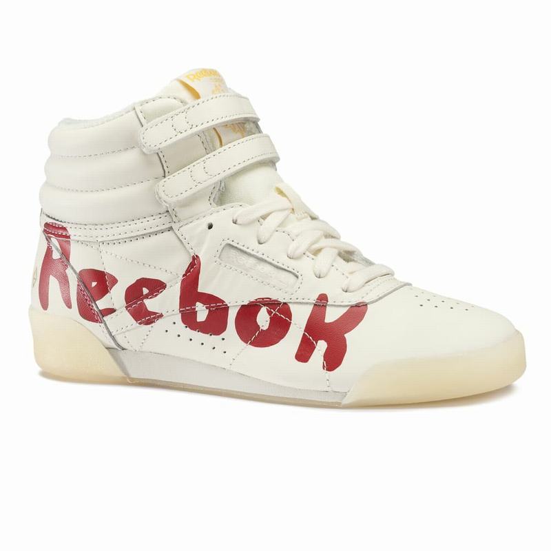 Reebok Freestyle Hi Tao Graphic Shoes Girls White/Red India WV6197SV